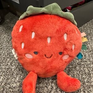 Itzy Ritzy Strawberry Plush 10" Red Soft Stuffed Toy Baby Sensory Tags